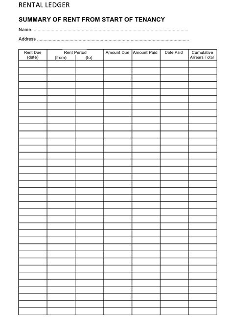 39 Printable Rental Ledger Templates (Lease Ledger) | Rental property