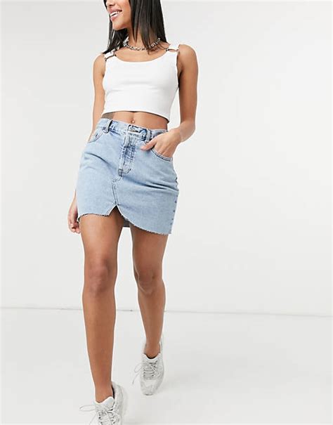 Asos Design Denim Original Mini Skirt In Midwash Asos