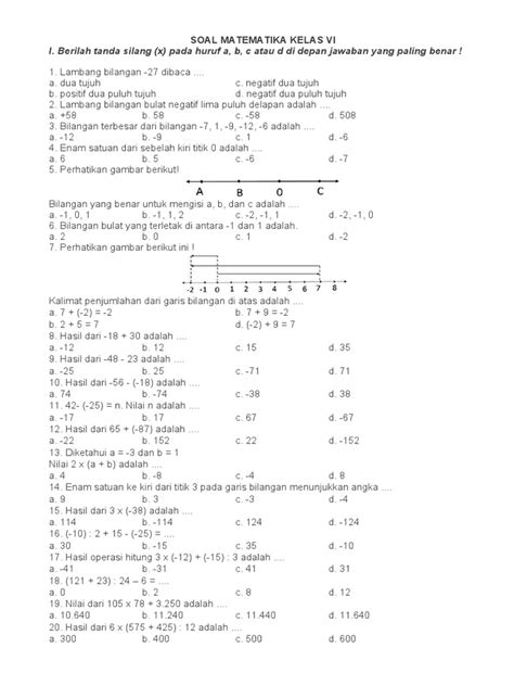 Soal Matematika Kelas Vi Pdf