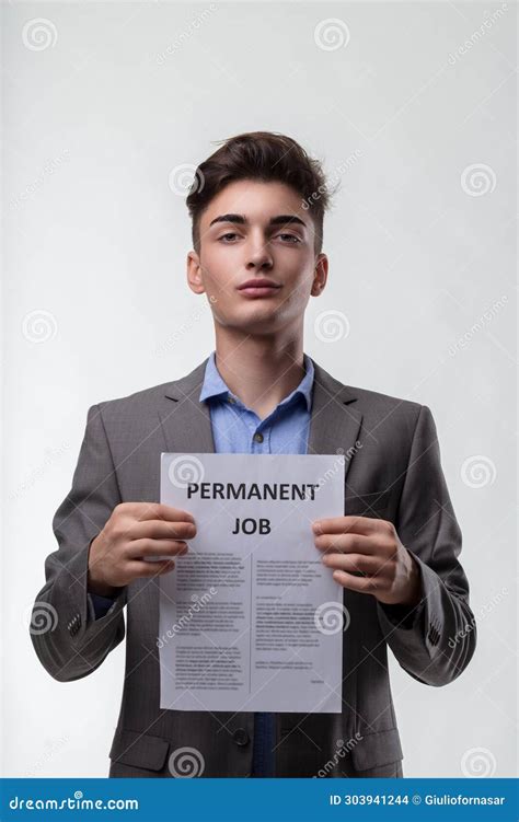 Permanent Employment Contract Held By Poised Professional Stock Photo