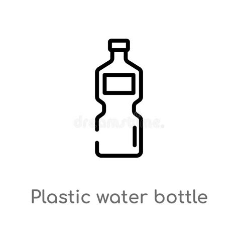 Outline Plastic Water Bottle Vector Icon Isolated Black Simple Line