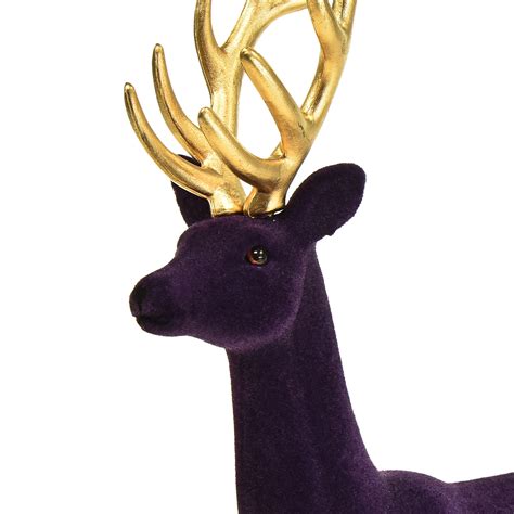 Floristik De Deko Hirsch Rentier Violett Gold Dekofigur Beflockt H Cm