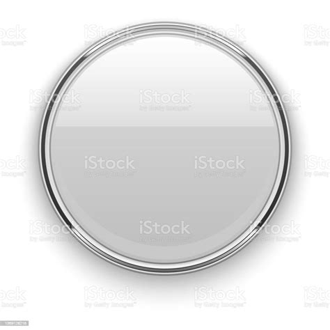 Glossy Metal Circle Round Button Template Blank Mockup Stock