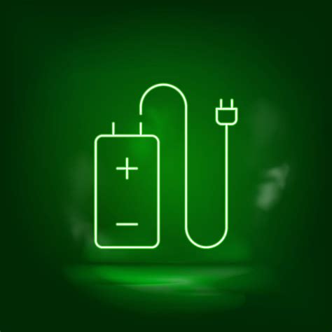 Battery, charger neon vector icon. Save the world, green neon, Green ...