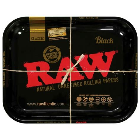 Raw High Sided Steel Rolling Tray 135x11 Black