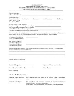 Fillable Online Employee Confidential Complaint Form Non Harassment Fax