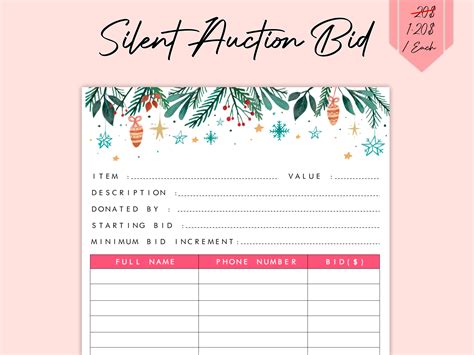 Silent Auction Bid Sheets