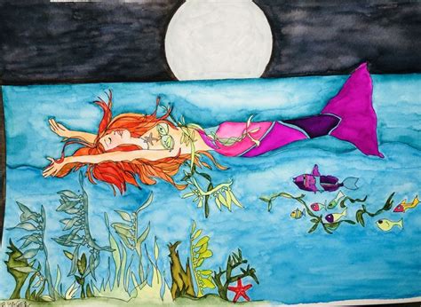 “mermaid Moonlight Swim” Original Watercolor 11x17” 275 Includes Shipping Original