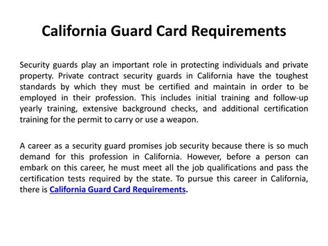 PPT - California Guard Card Requirements PowerPoint Presentation, free download - ID:7635122