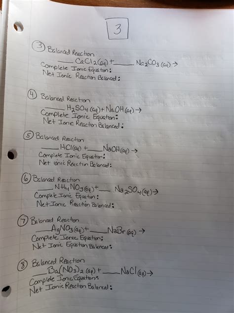 Solved 3 Balanced Reaction - CaCl2(aq) + Complete Ionic | Chegg.com