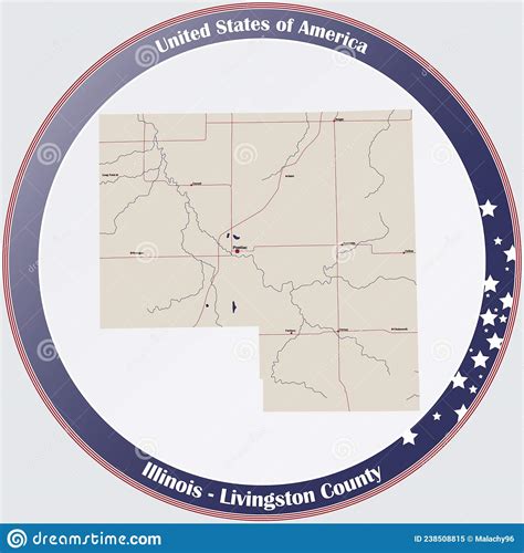 Map of Livingston County in Illinois Stock Vector - Illustration of ...