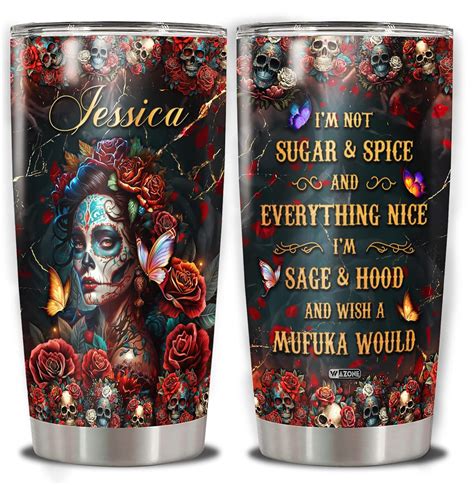 Amazon WAZONE Personalized Rose Skull Tumbler Cup I M Not Sugar