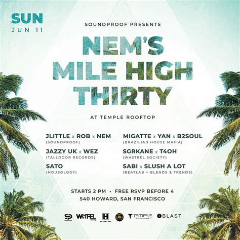 Nem S Mile High Thirty The Skyline Lounge Tickets At Temple Nightclub