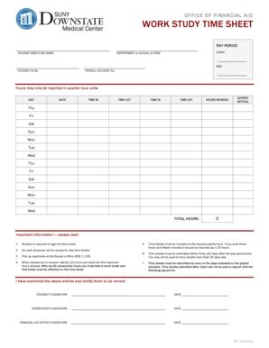 Fillable Online Sls Downstate Work Study Time Sheet SUNY Downstate