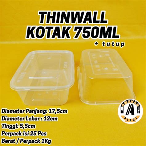 Thinwall Persegi Panjang Ml Food Container Kotak Makan Ml