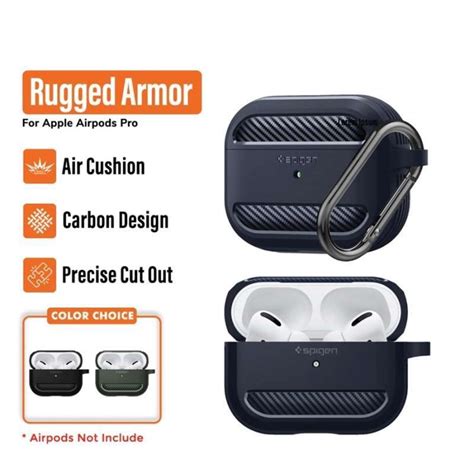 Promo Case Airpods Pro Spigen Rugged Armor Carbon Fiber Softcase Slim