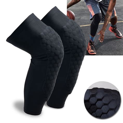 AGPtek 1Pair Knee Pad Honeycomb Crashproof Basketball Leg Knee Long