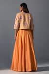 Buy Orange Silk Embroidery 3d Floral Angrakha Anarkali Notched With