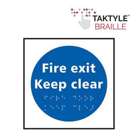 Fire Exit Keep Clear Sign Self Adhesive Taktyle Mm X Mm Rsis