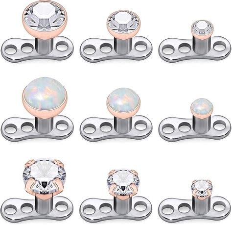 Kridzisw G G Titanium Dermal Piercing Jewelry Opal Cz Dermal Tops