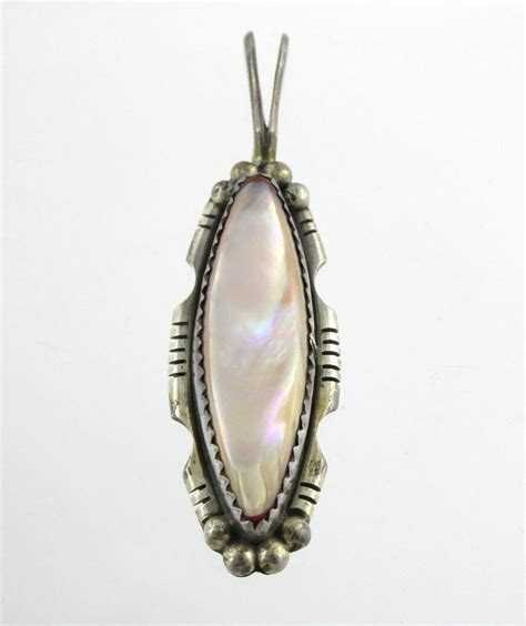 Anna Begay Sterling Silver Pink Mother Of Pearl Shell Gem