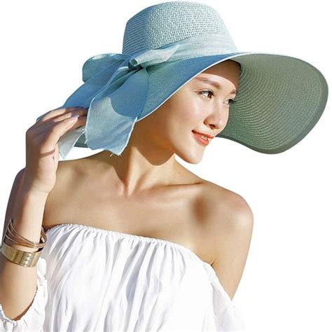 Womens Big Bowknot Straw Sun Hat Floppy Foldable Roll Up Uv 50 Beach