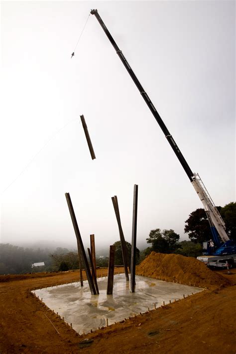 falling steel hits wet concrete in beam drop by chris burden