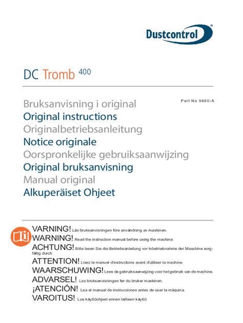 Fillable Online Dustcontrol Dc Tromb A Original Instructions Manual