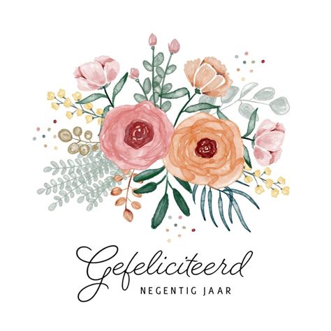 Verjaardagskaart Bloemen Boeket Gefeliciteerd Kaartje2go