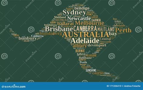 Australia Word Cloud Stock Photo Image Of Burnie Shaped 171336410