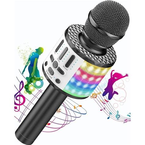 Micros Sans Fil Karaoké Microphone Karaoke Bluetooth Avec Lumière