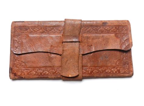 Antique Wallet Late 1800s Brown Leather Wallet Etsy