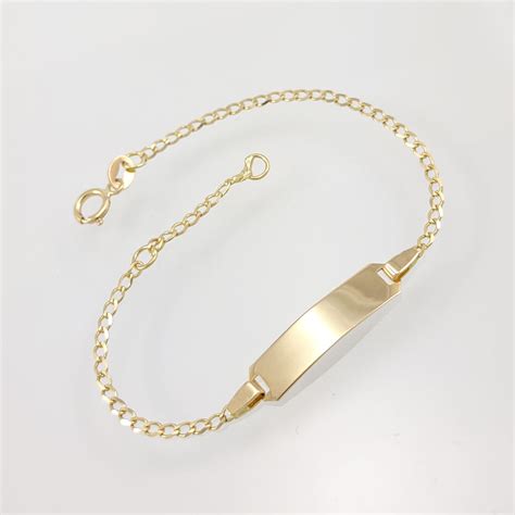 Brazalete 12 5 Cm 2 Cm Esclava Placa ID Cuban Link Oro Amarillo