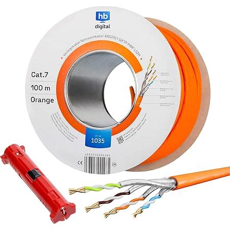 Hb Digital 100m CAT 7 Netzwerkkabel LAN Kabel Verlegekabel AWG23 Reines