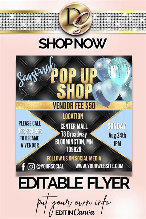 EDITABLE Pop Shop Flyer Sip And Shop Flyer Boutique Flyer Template