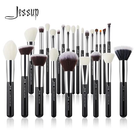 Jessup Make Up Pinsel Set Schwarzsilber Professionelle Mit Natürlichen Haar Foundation Pulver