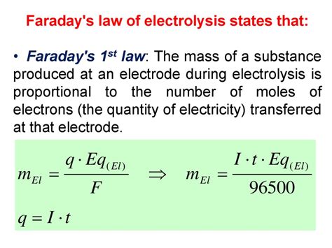 Faraday S Law Of Electrolysis