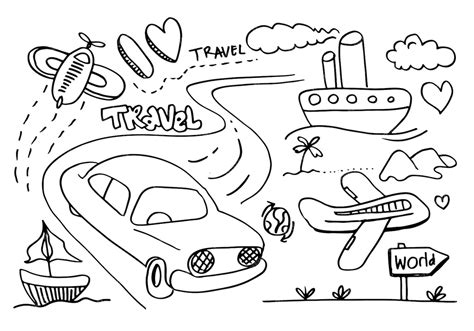 Premium Vector Set Of Hand Drawn Travel Doodle Vector Illustration