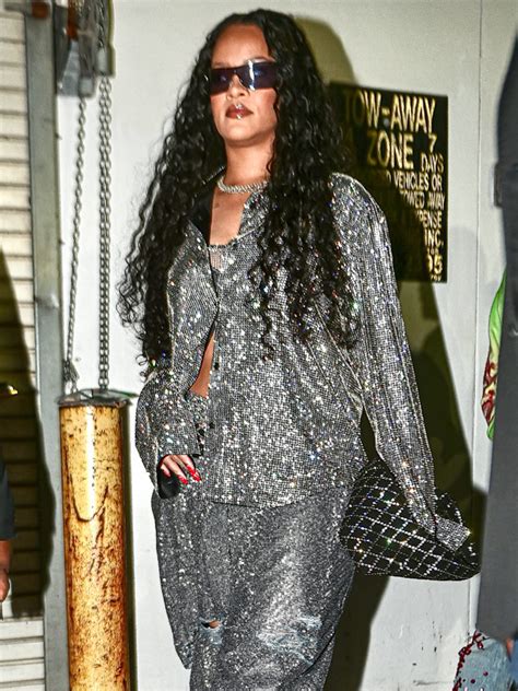 Rihanna Sparkles In Silver Outfit At ASAP Rocky’s Miami Performance ...