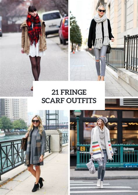 21 Fringe Scarf Outfit Ideas For Women | Beauty | Scarf outfit, Womens ...