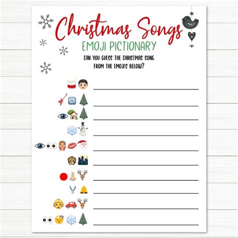 Christmas Songs Emoji Pictionary Printable Christmas Game | Etsy