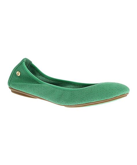 Seafoam Perforated Suede Chaste Ballet Flat Hush Puppies Women