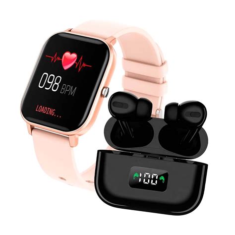 Combo Reloj Inteligente Colmi P8 Oro Rosa Audífonos Bluetooth Apro3