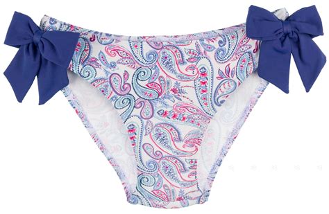 Maricruz Moda Infantil Girls Blue Paisley Bikini Bottoms Navy Blue Bow Missbaby