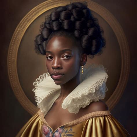 Portrait Of An African American Girl Dressed As A Queen In Luxurious