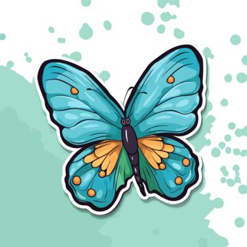 Butterfly Sticker On A Green Background Clipart Vector Sticker Design