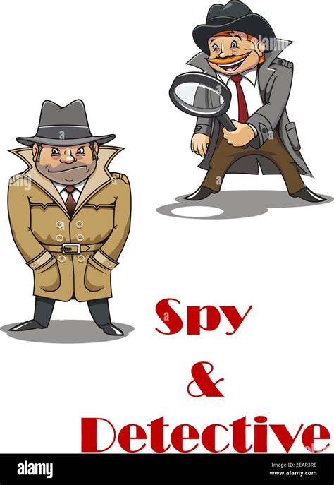 Spy And Detective Cartoon Characters With A Stereotypical Unshaven Spy