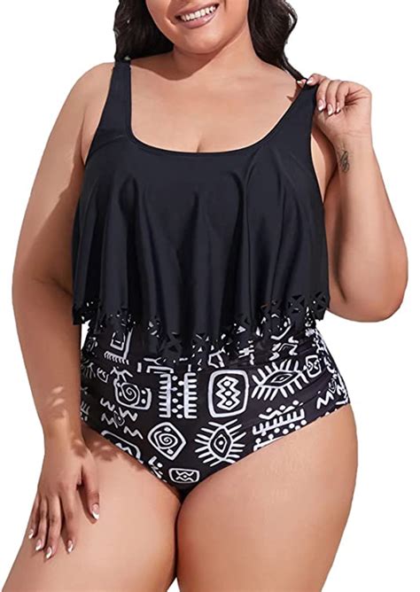 Topio Women Swimsuit Plus Size Swimsuit High Waisted Two Piece Flounce Bikini Swimwear Walmart