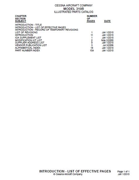 Cessna Model R Turbo R Illustrated Parts Catalog Thru