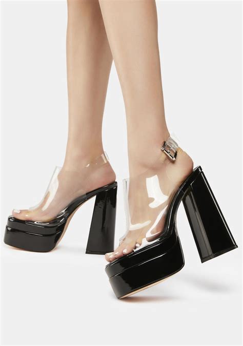 Lemon Drop By Privileged Clear Vinyl Vegan Leather Platform Heels